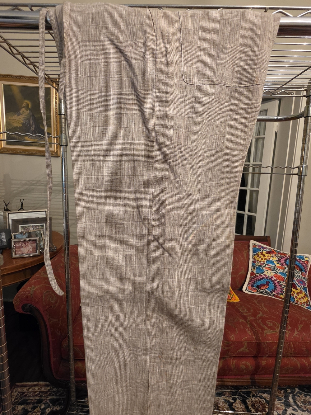 Adolfo Dominguez Linen Beige Patterned Drawstring Trousers